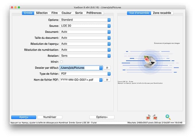 installer un scanner sur Mac avec VueScan